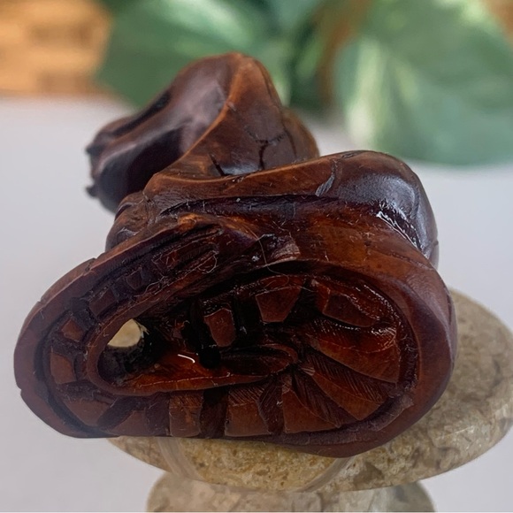 Vintage Boxwood Netsuke Snake Figurine Wooden Animal Carving Wood Carved Figure - Picture 11 of 15